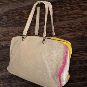 Bottega Veneta Beige and Pink Shoulder Bag